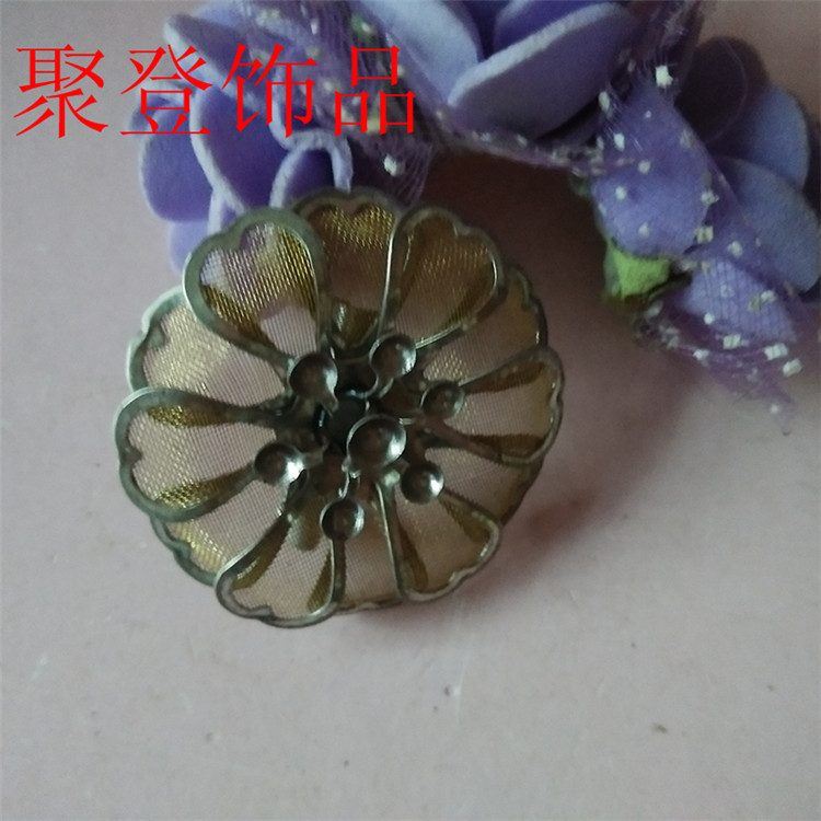 DIY金属电镀古风饰品首饰 胸针胸花网片六瓣 花芯焊接配件材料
