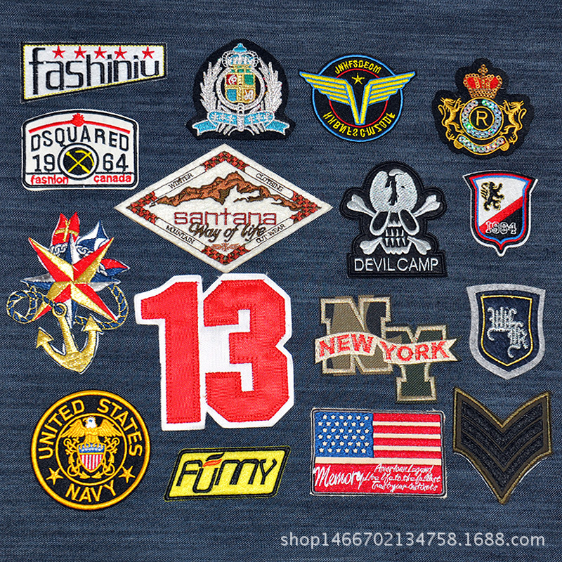 厂家直销 衣服缝补丁 徽章 可缝可烫 服装辅料 烫贴 带背胶