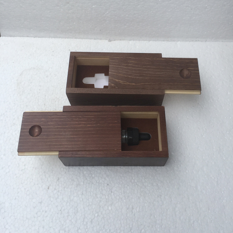 精油木制包装盒抽拉盖油漆木盒保健品礼盒木质精油滴管瓶木盒包装