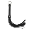 Black leather whip