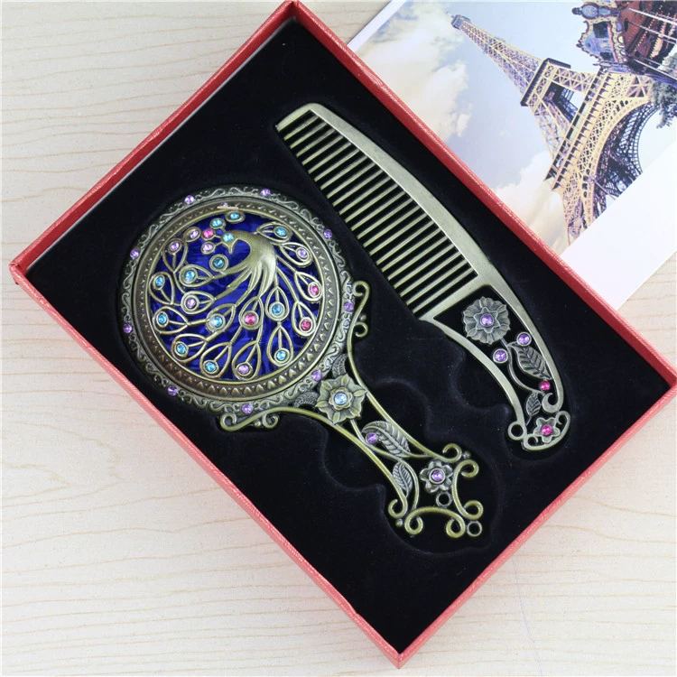 Ethnic bronze set, gift box, pack, mirror, brush, handle, ethnic style