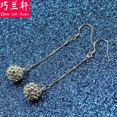 Choulanxuan imitation pure silver Korean style accessories popular Shambhala water drill ball long earrings for women hypoallergenic wholesale