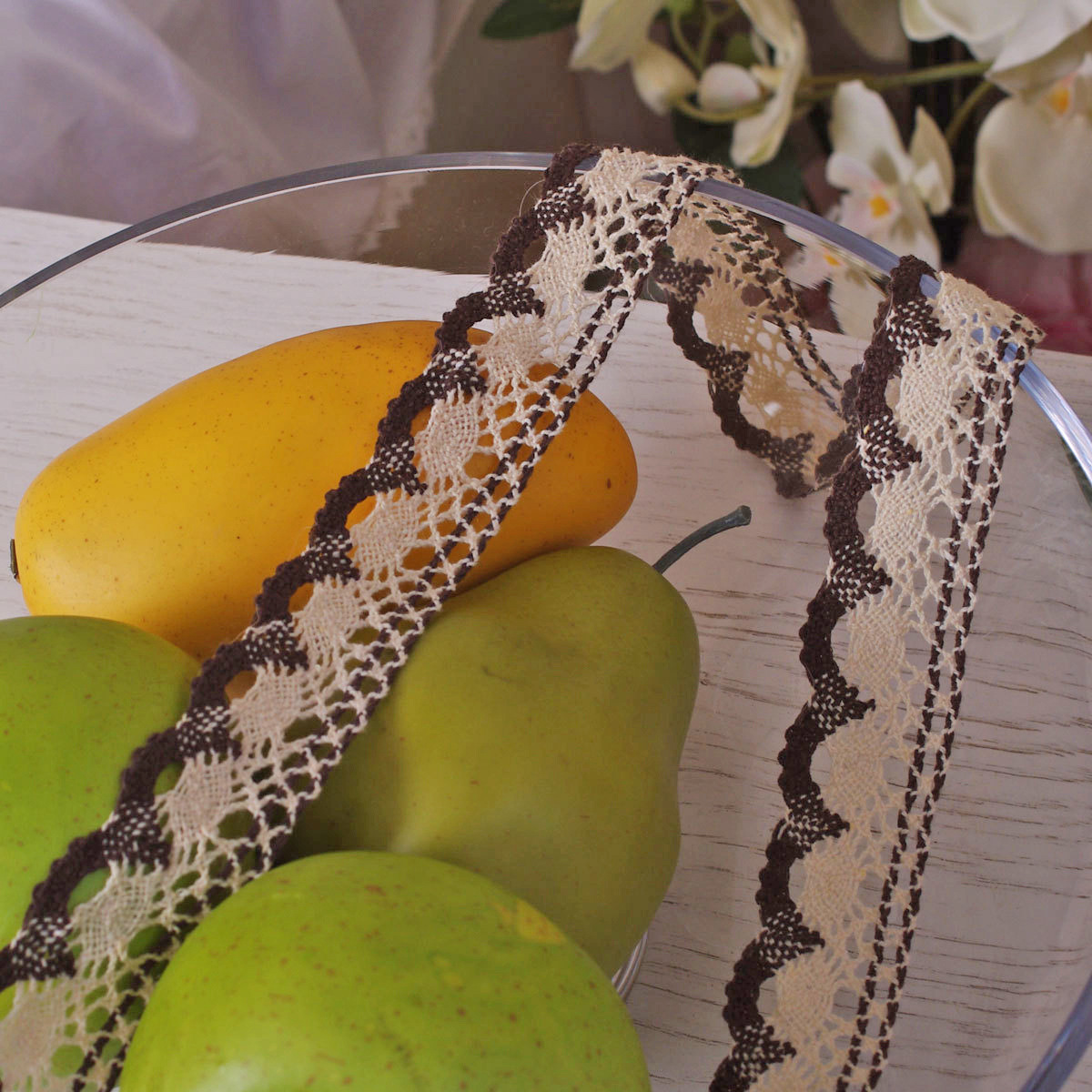 双色2.5CM太阳花棉线花边棉质蕾丝diy辅料服装桌布沙发垫 c250201