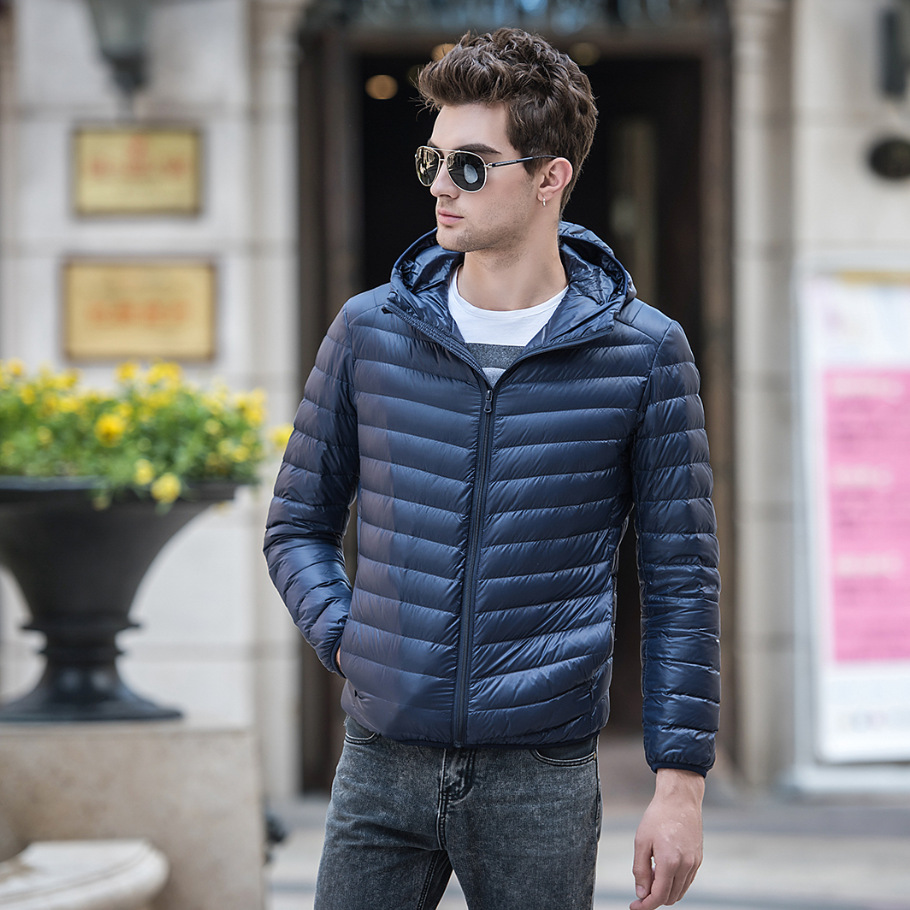 New Korean version lightweight men's hooded plus size short down jacket_voghion.com