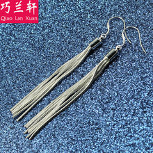 巧兰轩流苏耳环小众耳环女六线日韩国版时尚高级感耳坠耳纯银饰品