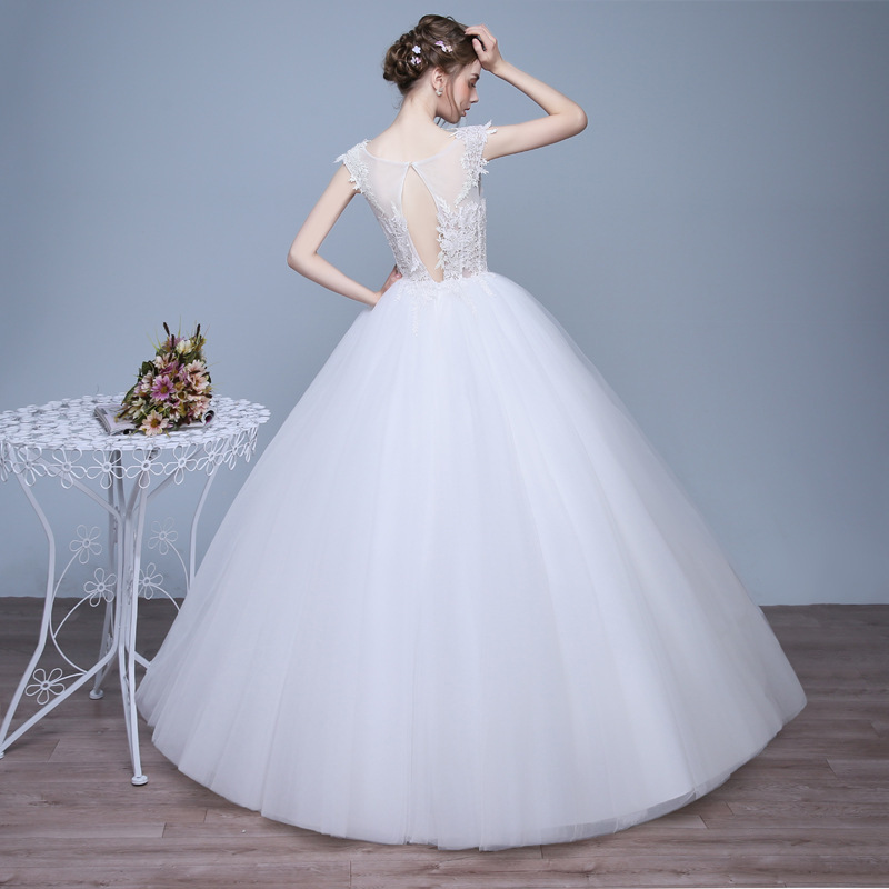 2025 New Wedding Dresses European and American Plus Size Cross-Border Supply Bride Summer Korean Style Floor-Length Double-Shoulder Wedding Dress for Pregnant Women
