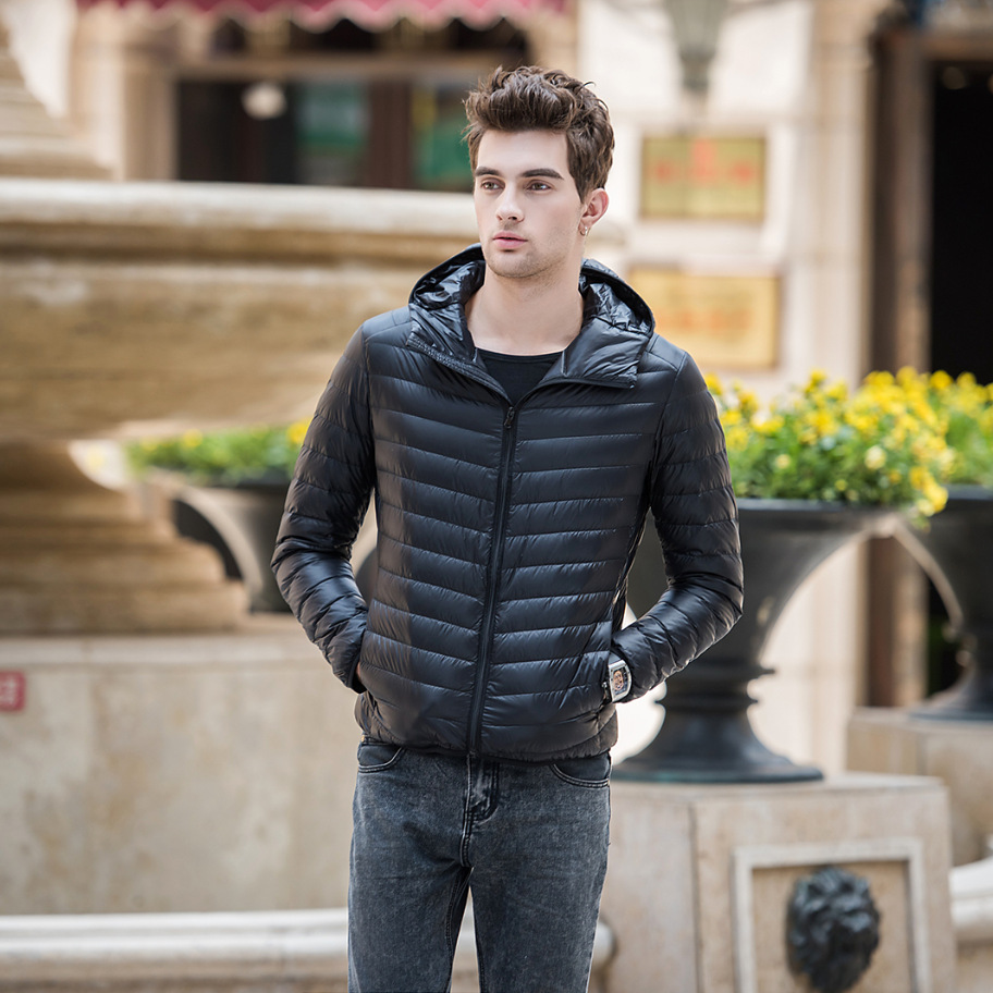 New Korean version lightweight men's hooded plus size short down jacket_voghion.com