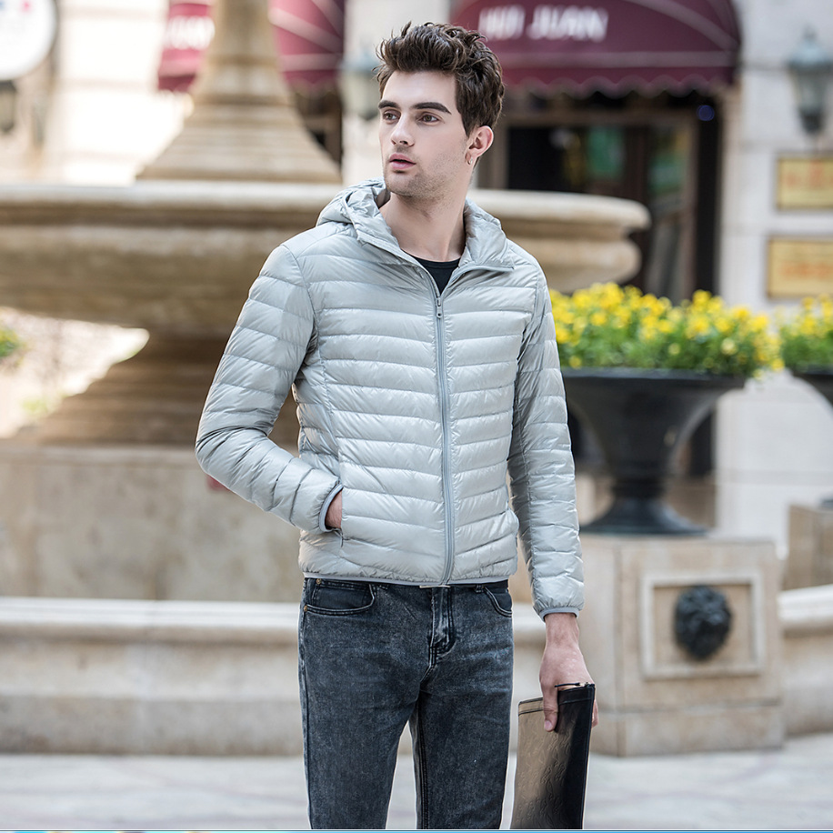 New Korean version lightweight men's hooded plus size short down jacket_voghion.com
