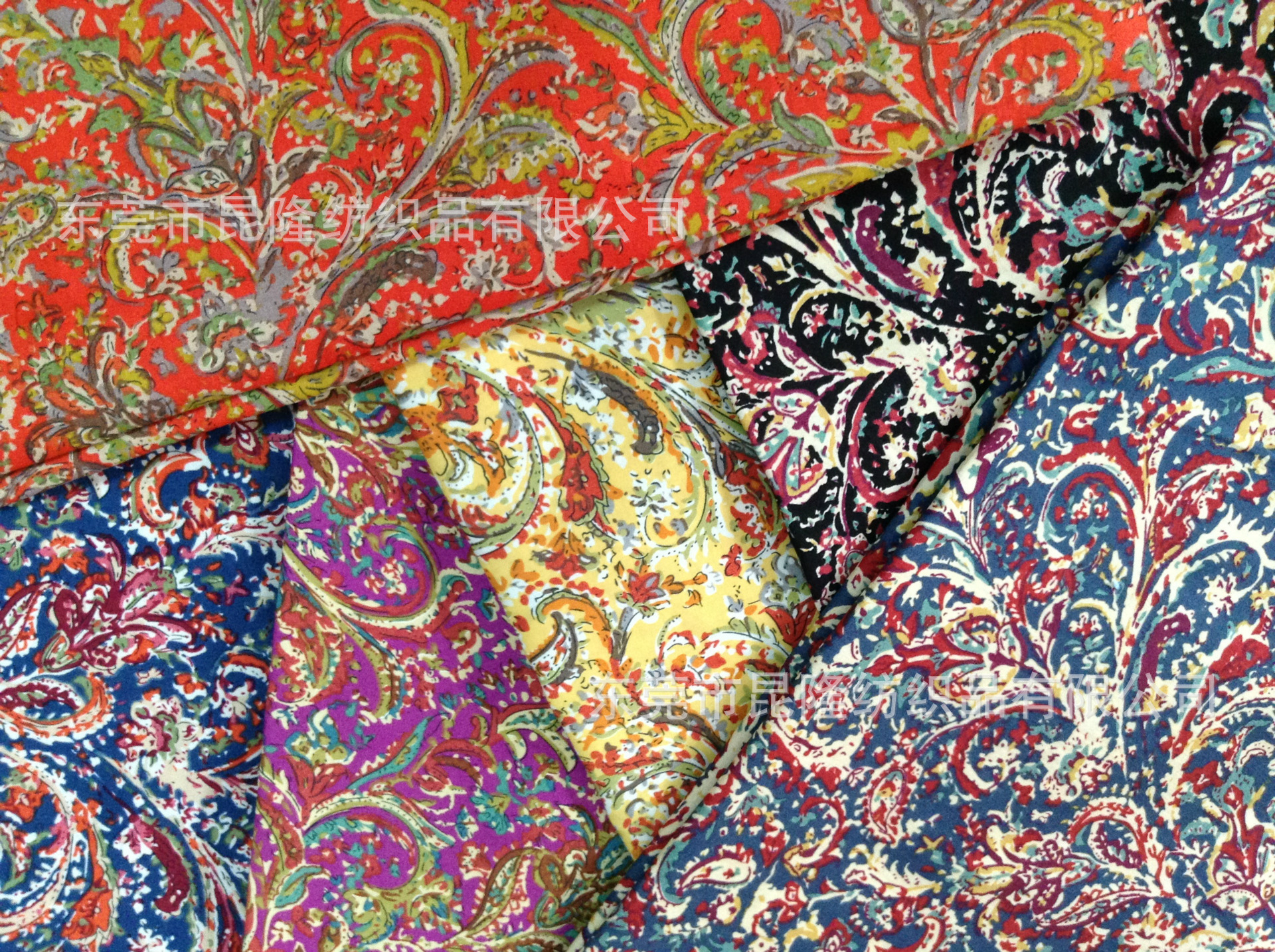 全棉衬衣印花布 腰果印花风格 全棉活性环保印花 彩色麦穗印花布