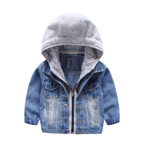 2020 Spring New Children's Clothing Boys' Korean Style Casual Denim Jackets Children's Solid Color Hooded Jackets Trendy Tops