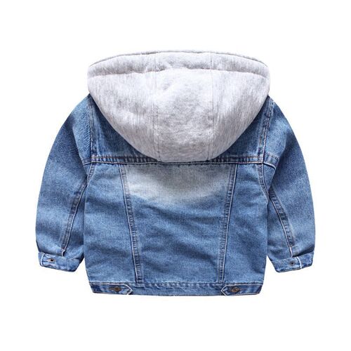 2020 Spring New Children's Clothing Boys' Korean Style Casual Denim Jackets Children's Solid Color Hooded Jackets Trendy Tops