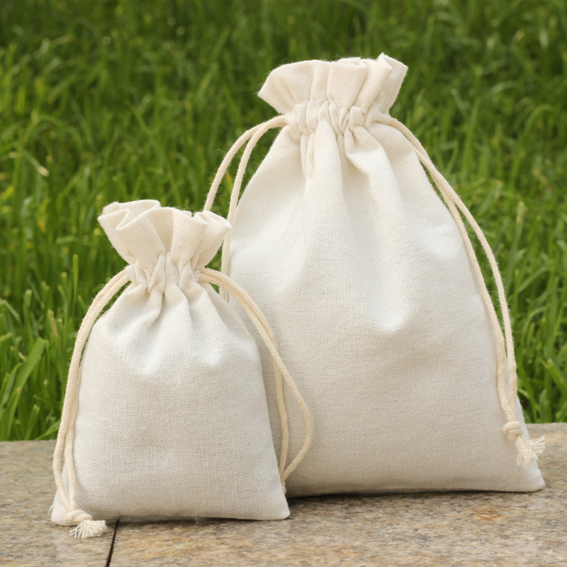 厂家批发茶叶布袋 棉麻束口袋 双抽木耳拉绳棉布收纳袋收口袋定制