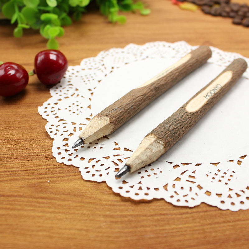 Bolígrafo de madera respetuoso del medio ambiente rama natural lápiz corteza pluma degradable ecológico pluma impresión láser logotipo