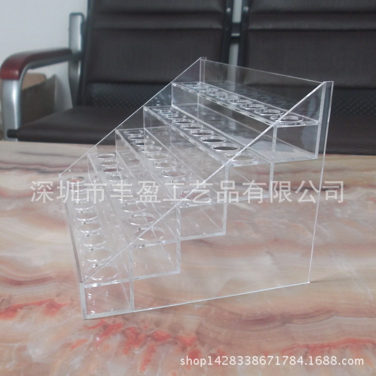 梯形亚克力精油展示架 5层阶梯式精油瓶架 有机玻璃展示架