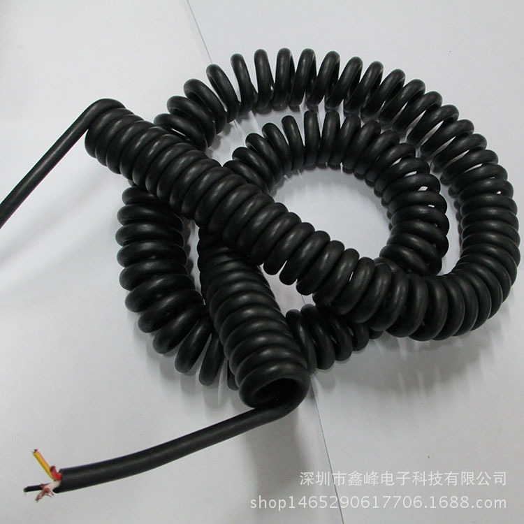 2芯0.75平方弹簧线 PU弹弓线 PVC弹簧线 耐寒电源线充电线螺旋线