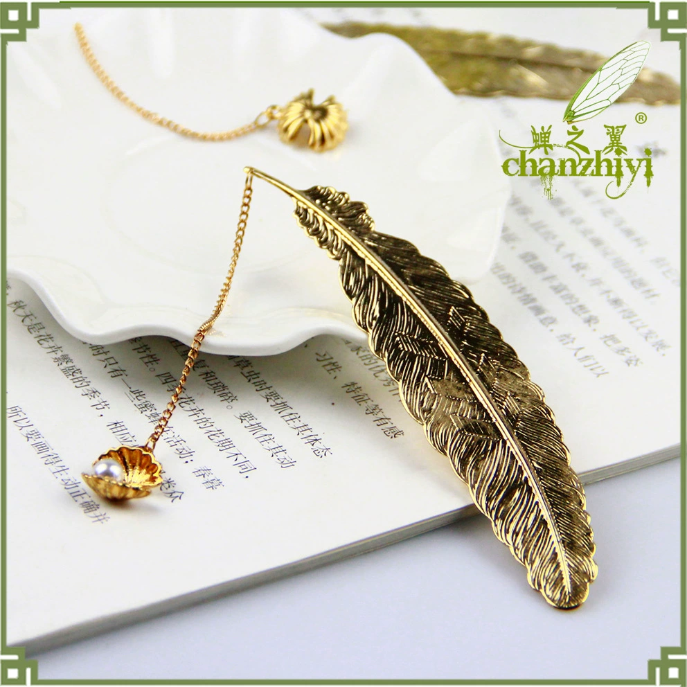 Крылья цикады Оригинальная металлическая креативная оболочка Закладка с перьями Простой подарок в китайском стиле Студенческий креативный подарок Изысканный