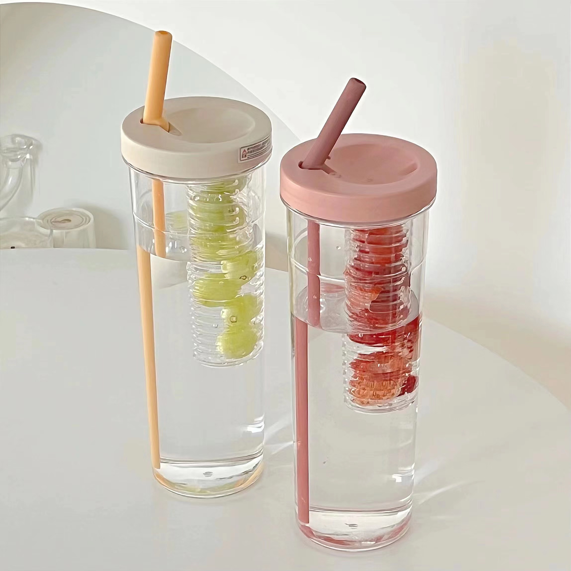 Taza de jugo separación húmeda y seca plegable taza de agua de paja de alta apariencia Summer Girl Cute Sports taza de agua de plástico