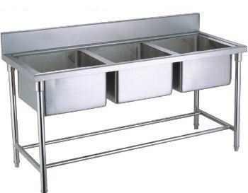 洗手池洗菜台三眼水池水槽厨房设备不锈钢锈钢制品商用厨房设备