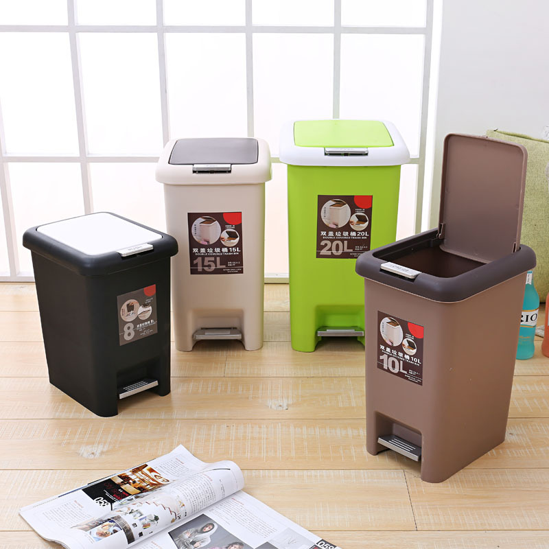 Creative Household Plastic Pedal Trash Bin Office Living Room Storage Bucket Kitchen Press Clean Garbage Bin with Lid