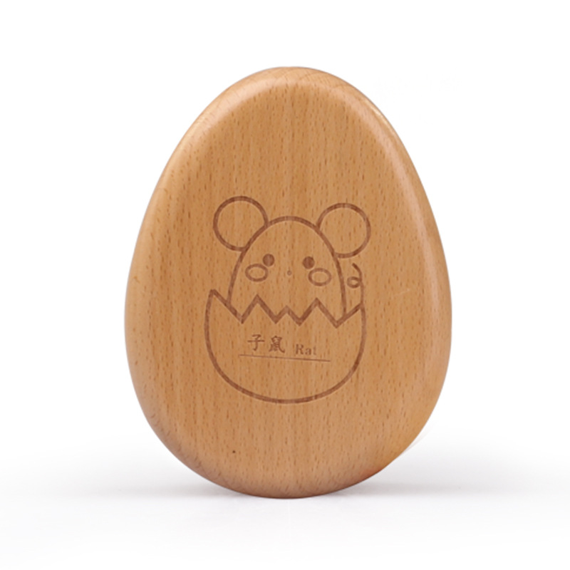 Caja de madera para guardar cabello fetal y dientes de leche, recuerdo creativo de madera con forma de dibujos animados, con forma de huevo del zodiaco para bebés.