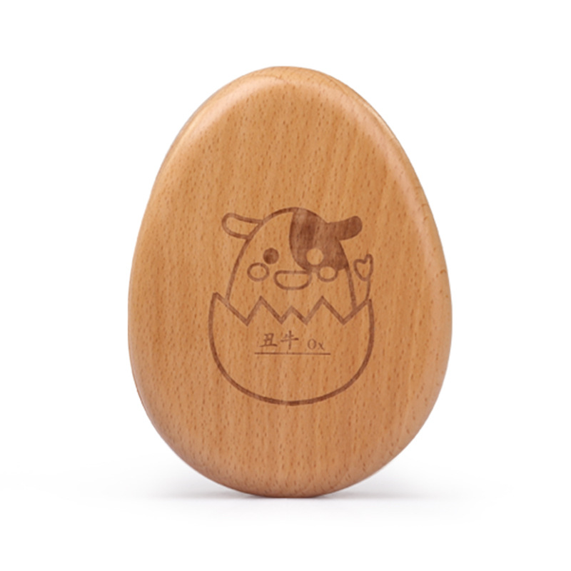 Caja de madera para guardar cabello fetal y dientes de leche, recuerdo creativo de madera con forma de dibujos animados, con forma de huevo del zodiaco para bebés.