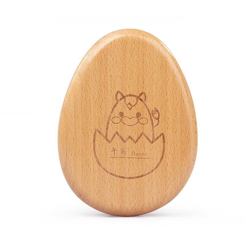 Caja de madera para guardar cabello fetal y dientes de leche, recuerdo creativo de madera con forma de dibujos animados, con forma de huevo del zodiaco para bebés.