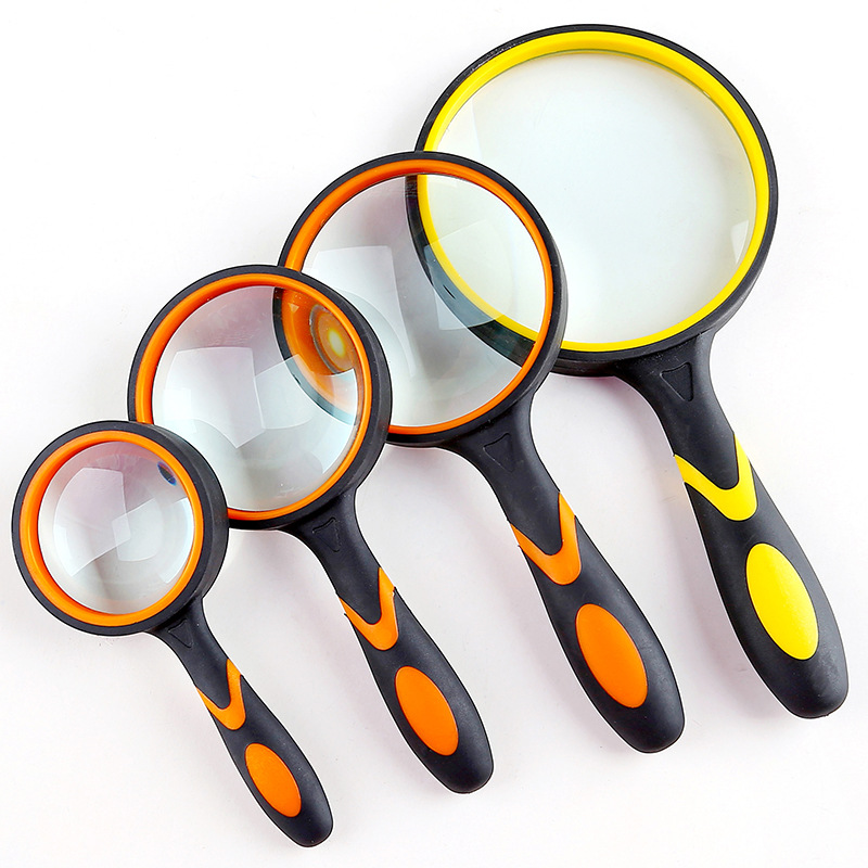 供应手持橡胶柄放大镜 高倍高清阅读放大镜 多尺寸供选 厂家直销