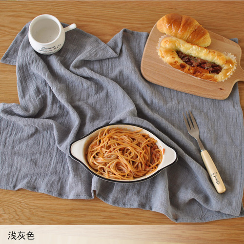 Japanese cotton and linen placemats simple fabric Zen tea towel cloth gourmet photo background tablecloth coffee gray mouth cloth napkin