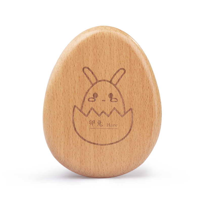 Caja de madera para guardar cabello fetal y dientes de leche, recuerdo creativo de madera con forma de dibujos animados, con forma de huevo del zodiaco para bebés.