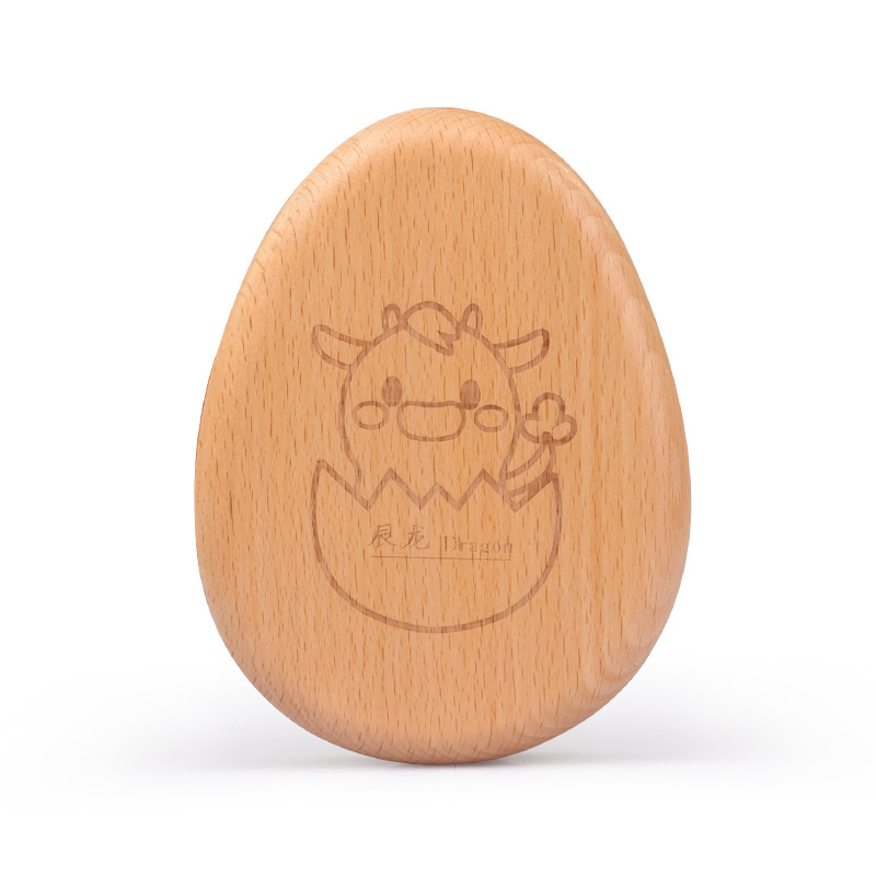 Caja de madera para guardar cabello fetal y dientes de leche, recuerdo creativo de madera con forma de dibujos animados, con forma de huevo del zodiaco para bebés.