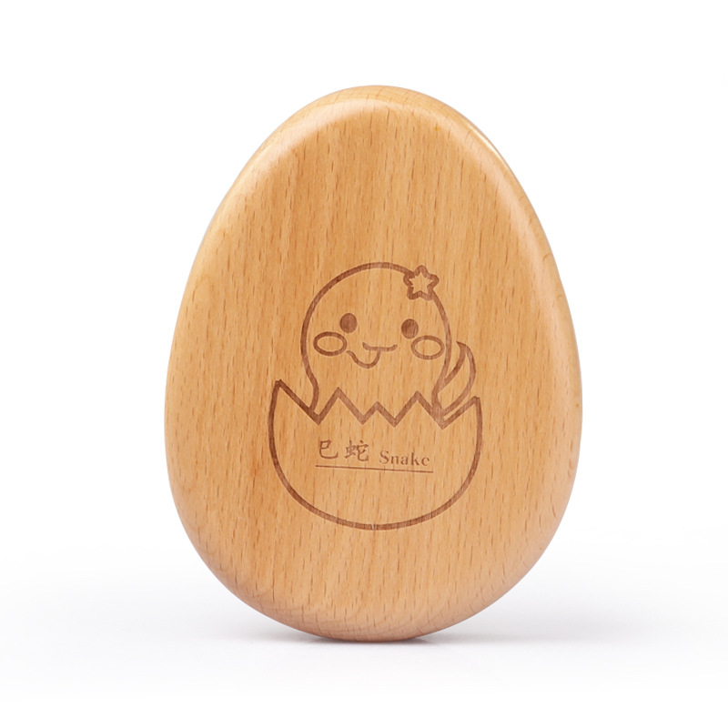 Caja de madera para guardar cabello fetal y dientes de leche, recuerdo creativo de madera con forma de dibujos animados, con forma de huevo del zodiaco para bebés.