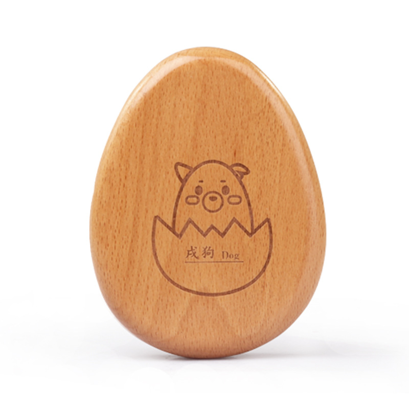 Caja de madera para guardar cabello fetal y dientes de leche, recuerdo creativo de madera con forma de dibujos animados, con forma de huevo del zodiaco para bebés.