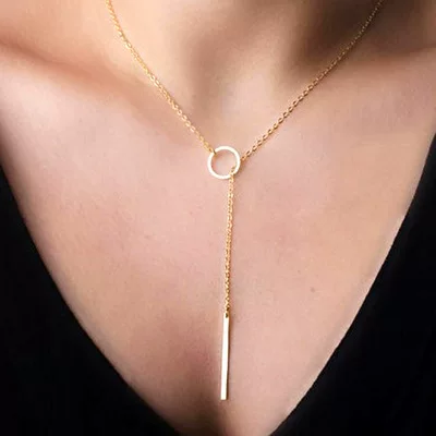 AliExpress Explosions Fashion Punk European and American Simple Temperament Metal Ring Short Necklace Neck Chain Women's Clavicle Chain C045