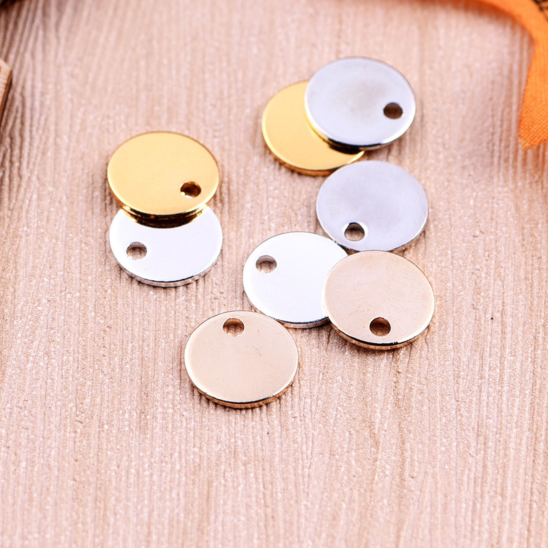 Color-Preserving Copper Gold-Plated Round Disc DIY Jewelry Accessories Earrings Necklace Edge Hole Smooth Round Tag Pendant Hanging Ornament