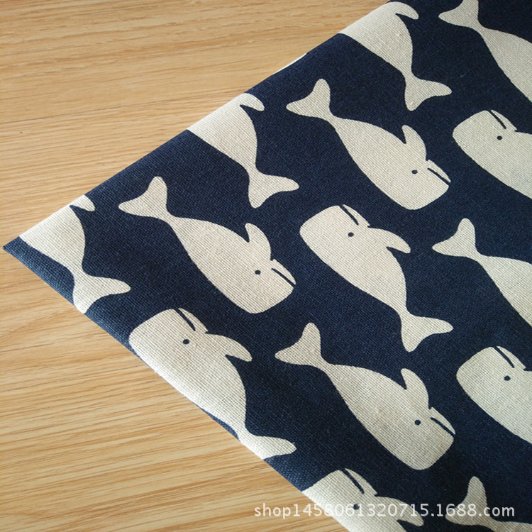 厂家直批 加厚面料 帆布印花 帆布  工艺品布 桌布 鲸鱼