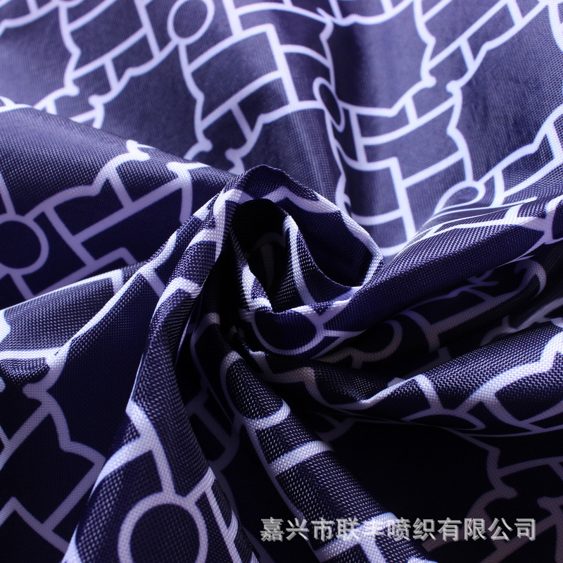 2*2牛津布蓝色格纹转移印花+PU涂层 防水防风帐篷遮阳车衣面料