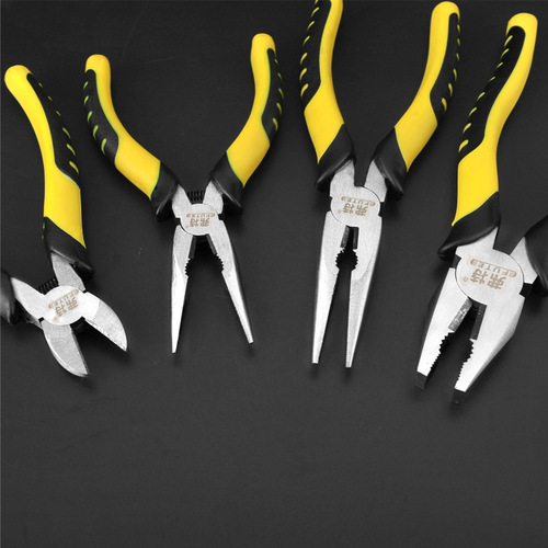 Ford tiger leather handle vise wire oblique nose sharp nose pliers 8 inch 6 inch pliers multi-functional flat mouth hand pliers best-selling