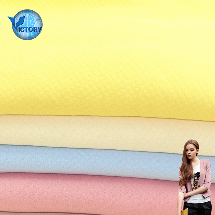 菱形空气层布针织纬编夹棉布夹丝布提花3D小菱形空气层布童装面料