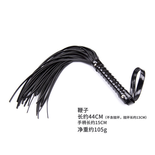 Adult sex products black leather whip shiny leather fun handle training game whip Amazon wholesale