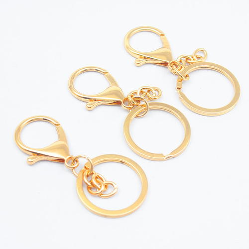 DIY key ring with chain ring flat waist hanging buckle shrimp buckle key chain accessories pendant lobster buckle wholesale