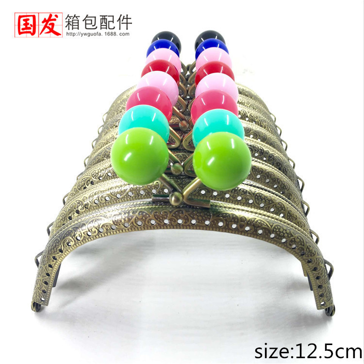 12.5CM arco relieve caramelo cabeza oro bronce 20MM caramelo cabeza oro accesorios de bolsa 0386 - GT