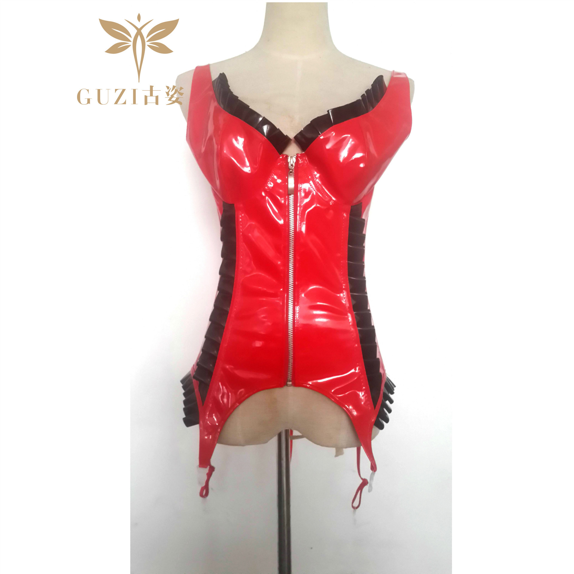 [Guzi] corsé de corte de encaje de PVC clásico transfronterizo SLIM-Fit push-up corsé suministro europeo y americano