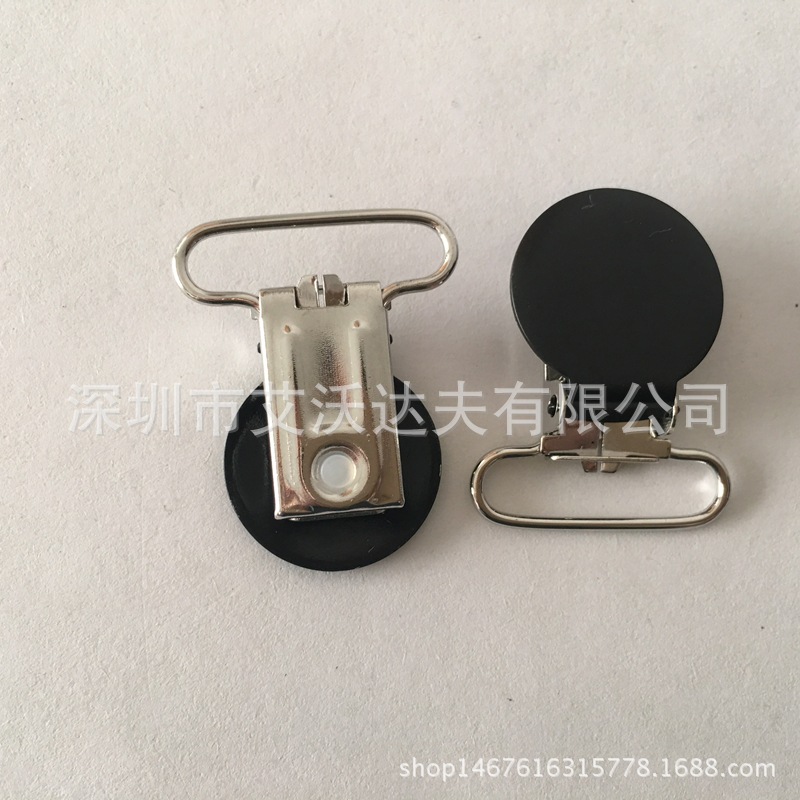 奶嘴夹厂家直销25mm圆形彩色背带夹高质量鸭嘴扣服饰背带配件五金