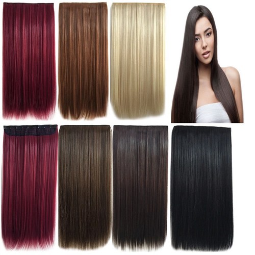 Colored wig piece 5-card hair extension piece one-piece thickened straight hair five-clip hair curtain European and American chemical fiber pad hair piece