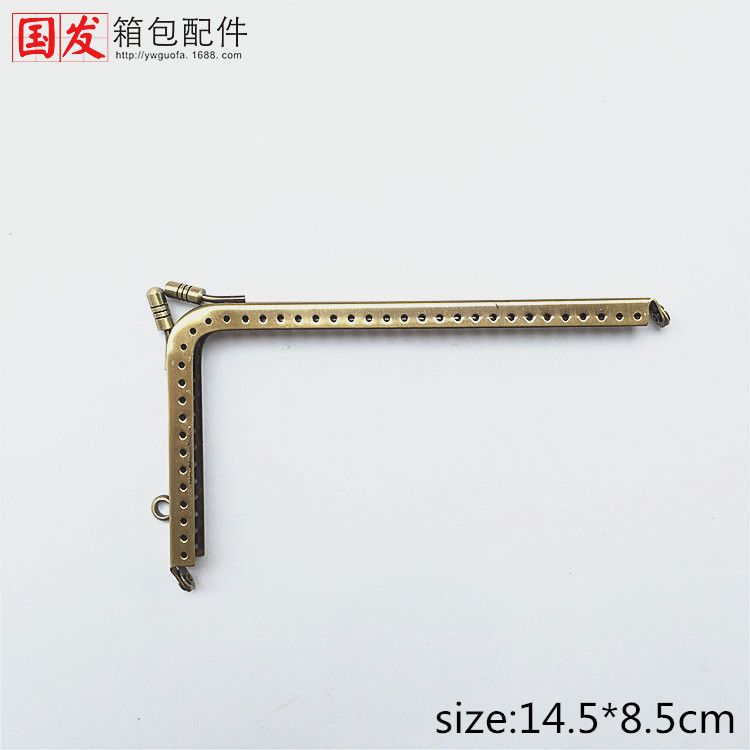 14.5-16.5-18.5cm de ángulo recto liso 7 en forma de L boca oro bronce bolso de teléfono móvil