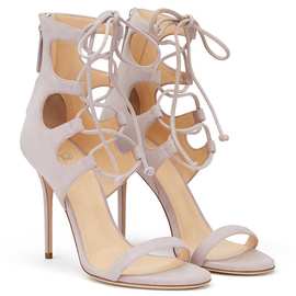 夏新款罗马鞋女凉鞋高跟露趾交叉绑带细跟厂家直销外贸原单