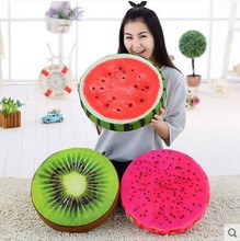 創意3D仿真西瓜木樁水果抱枕靠墊坐墊毛絨玩具辦公室午睡枕可拆洗