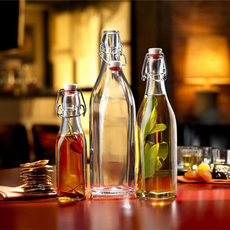 供应250ml500ml1000ml玻璃瓶方形卡扣酒瓶酵素酿酒瓶圆形饮料瓶