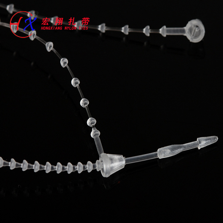 珠链型手穿针7寸子母扣PP吊牌扎带透明自锁式标牌扎带珠型胶针