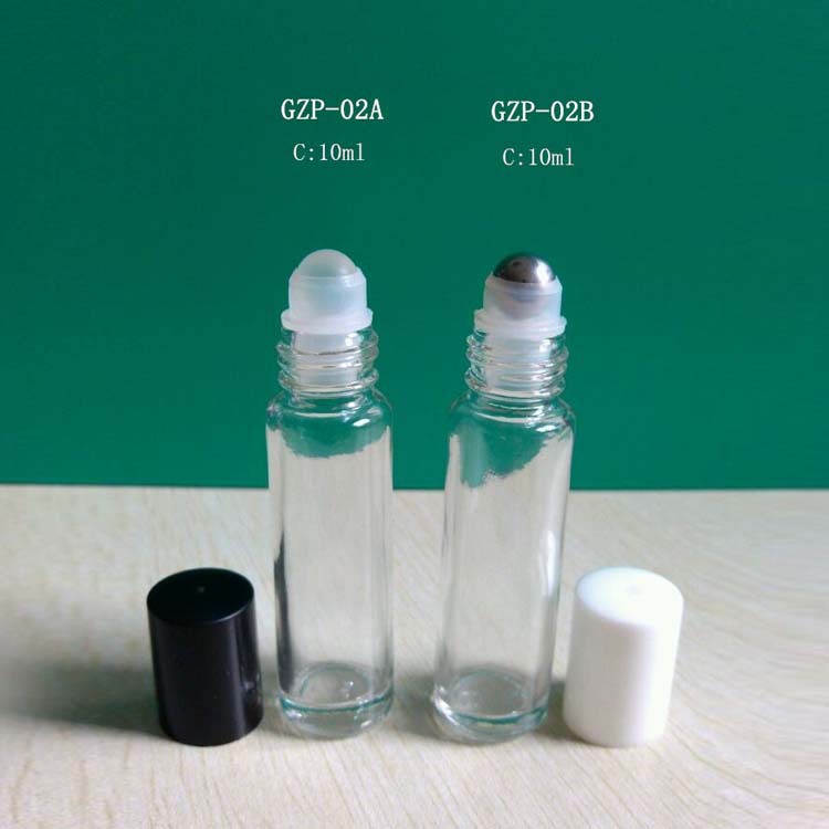 长期销售螺纹透明滚珠玻璃香水瓶7-15ml 可配滚珠和电化铝盖